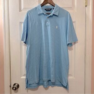 POLO GOLF Ralph Lauren Men's Shirt Blue White Striped Cotton Size XL Athleisure